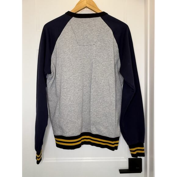 G-Star RAW Malizo R Crewneck Sweatshirt Gray Navy Size L Striped Trim Casual - Picture 4 of 6